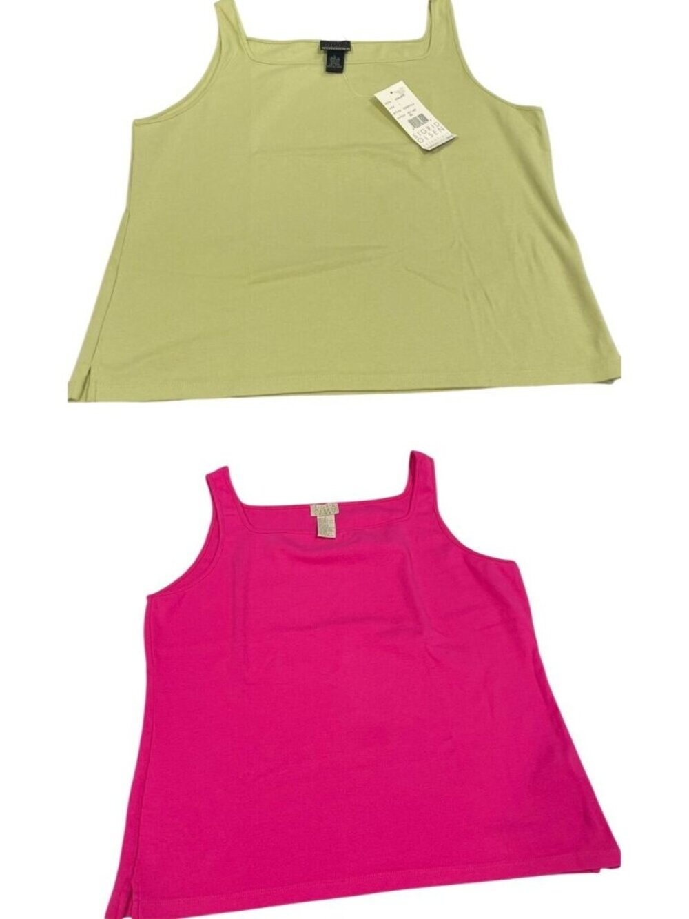 2 Sigrid Olsen Tank Top sz L Lot Green Pink Casual Barbiecore Preppy Indie Layer